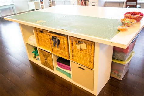 Diy Sewing And Cutting Table With Storage Cubbies Underneath