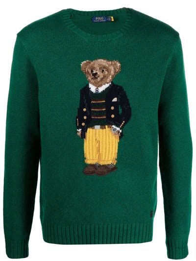 Polo Ralph Lauren Wool Polo Bear Sweater In Green Modesens