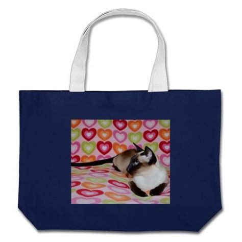 Dreamy Siamese Cat Hearts Large Tote Bag Cats Tote Bag Vintage Tote