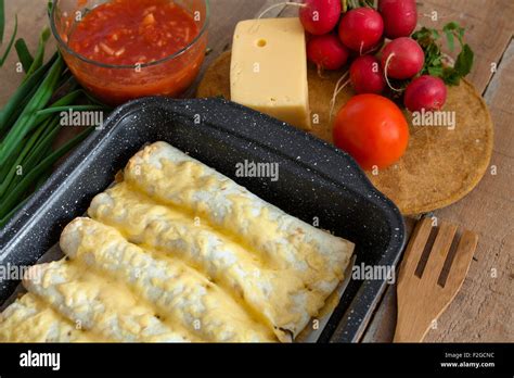 Homemade Tortilla With Meat And Beans Stock Photo Alamy