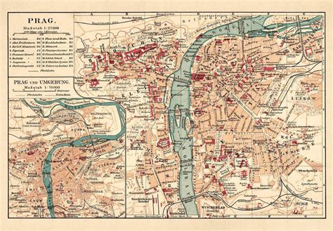 Map Of Prague Old Historical And Vintage Map Of Prague