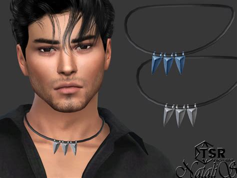 The Sims Resource Mens Triangle Pendants Cord Necklace