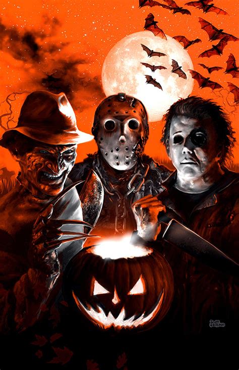 3 Sizes Halloween Scream Team Art Print Poster By Scott Etsy Horror