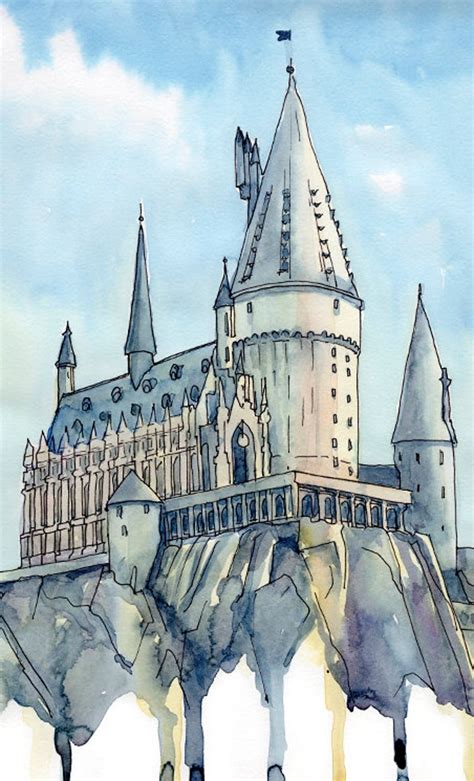 Hogwarts Castle Drawing Color Hogwarts Castle Watercolor Harry Potter