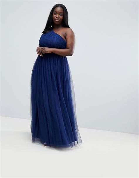 asos design curve premium tulle one shoulder maxi dress best plus size prom dresses 2019