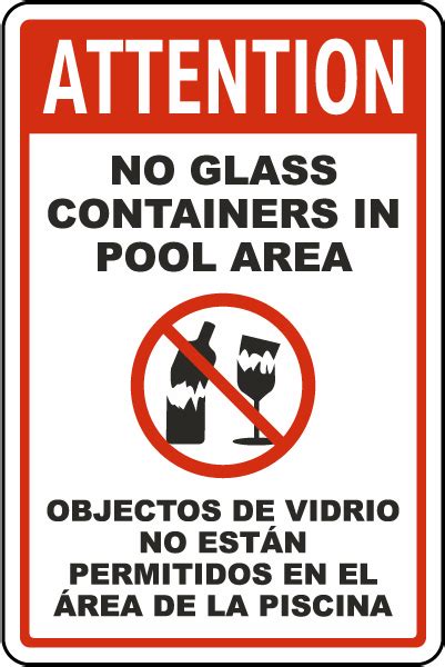 Attention No Glass Containers In Pool Area Sign Get 10 Off Now