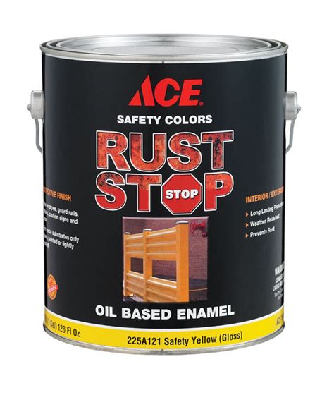 Ace Gloss Rust Stop Oil Based Enamel Paint 400gl Safety Yellow 1 Gal