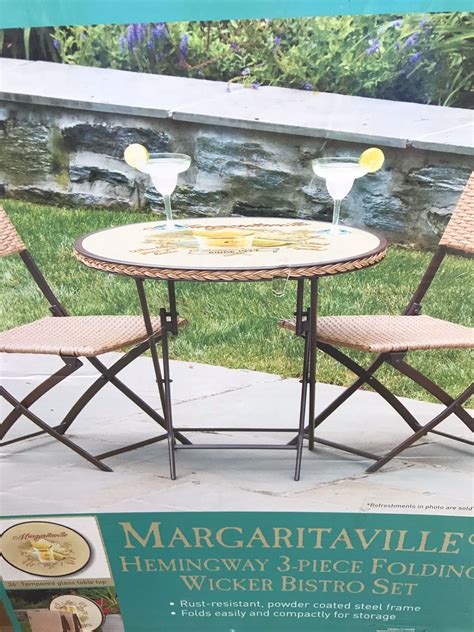 New Margaritaville Hemingway Three Piece Folding Wicker Bistro Set