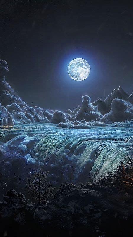Moon Night Fantasy Night Sky Wallpaper Download Mobcup