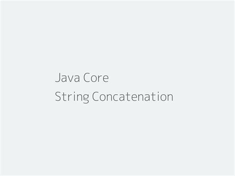String Concatenation In Java