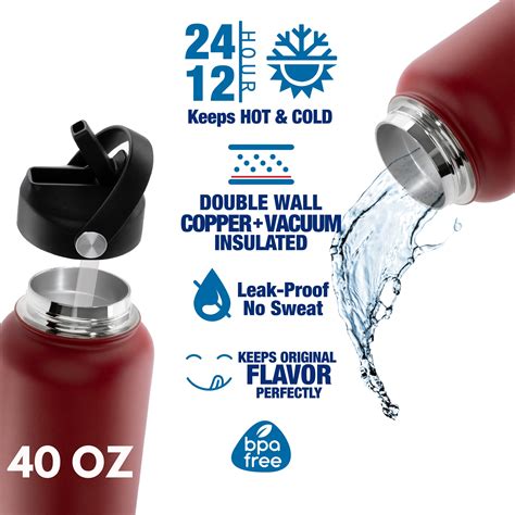 Personalized Water Bottle Wstraw Lid 40 Oz Custom Stainless Steel