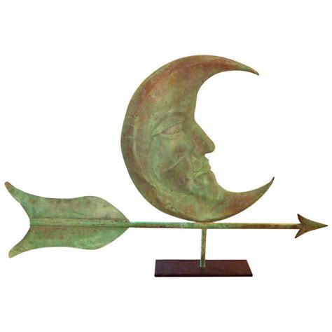 Verdigris Crescent Moon Weathervane Sculpture At 1stdibs