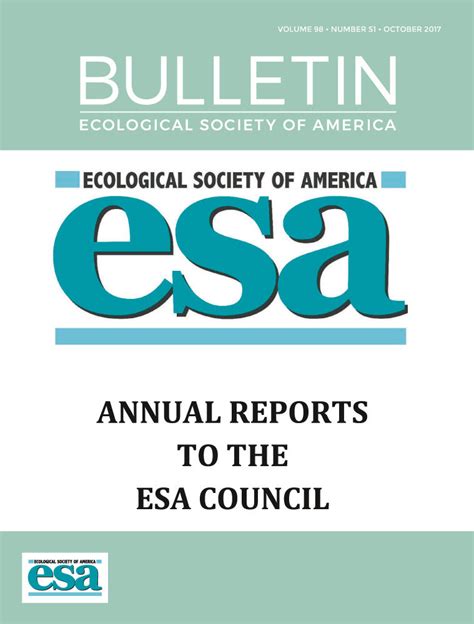 Ecological Society Of America Annual Reports To The Esa Council The