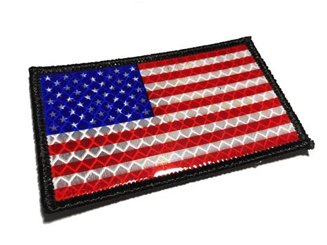 Ultra Reflective Hi Vis Us Flag With Stitched Edge Velcro Patch