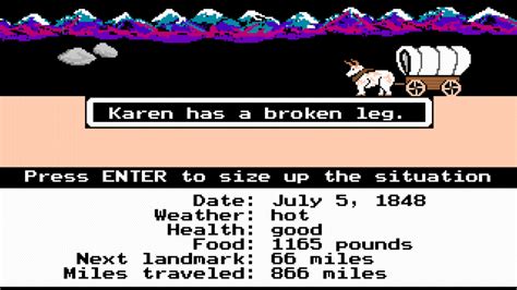 The player is invited to establish a settlement and turn it into one of the largest cities in those parts. 'Oregon Trail,' classic MS-DOS sports games online for ...