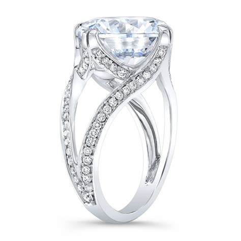 Womens Platinum Engagement Ring With Pave Halo Round
