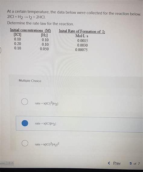 Solved At A Certain Temperature The Data Below Were