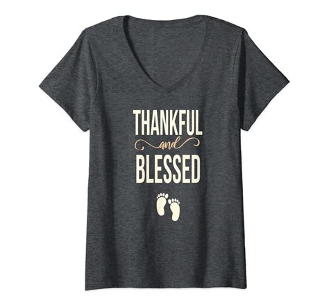womens thankful and blessed thanksgiving pregnancy announcement v neck