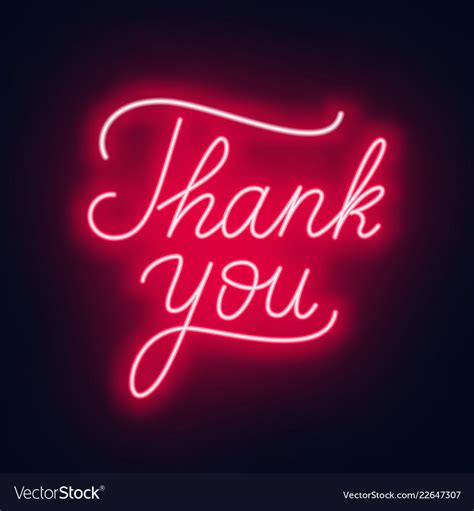 Neon Lettering Thank You On A Dark Background Vector Image