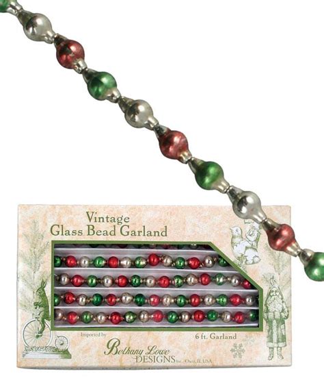 Glass Bead Christmas Garland In Traditional Colors Vintage Style