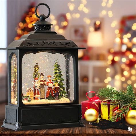 がございま DRomance Christmas Musical Snow Globe Lantern Battery Operated with Hour Timer Santa