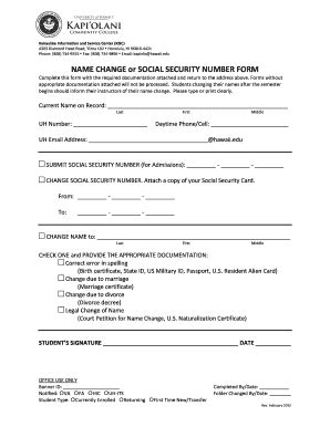 Jul 22, 2020 · the questions on the forms are very straightforward and may include your old name, new name, social security number, the reason for your name change, and a promise that you are not changing your name to commit fraud or to escape debt or criminal liability. 8 Sample Social Security Name Change Forms - Fill Out ...
