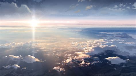 Download 3840x2160 Anime Landscape Beyond The Clouds Sunlight