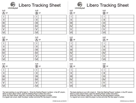 Libero Tracking Sheet Template Usa Volleyball Download