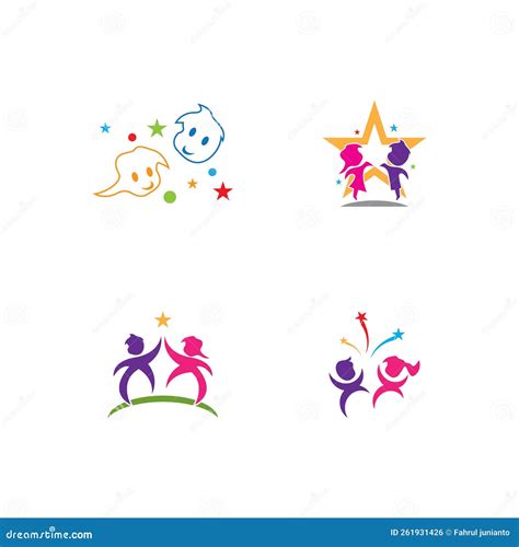 Happy Kids Logo Vector Template Illustration Stock Illustration