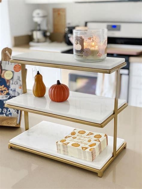 Marble And Brass 3 Tiered Stand Diy Kitchen Accessories Wall Shelves