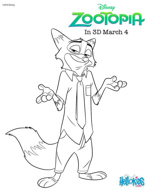 Nick Wilde Coloring Pages