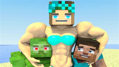 TOP Minecraft Life Animation Of Alex And Steve Muscular Girl