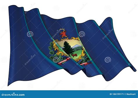 Waving Flag Of The State Of Vermont Stock Vector Illustration Of