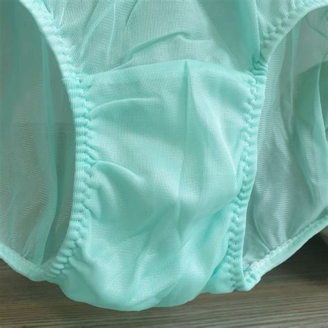 Vintage Green Nylon Panties Sheer Bikini Flower Lace  Gem