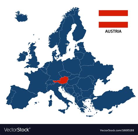 Map Of Europe With Highlighted Austria Royalty Free Vector