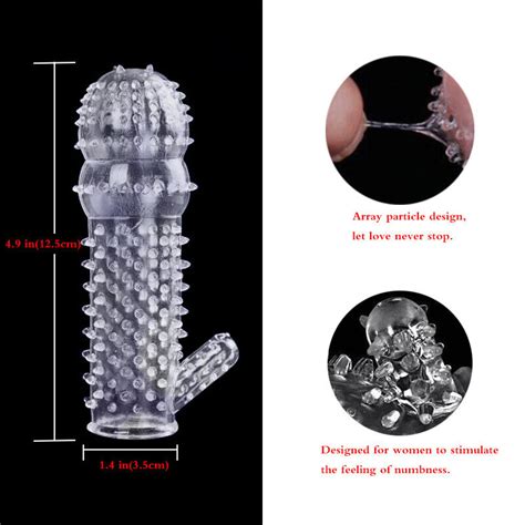 3pc crystal penis extender enlarger sleeve reusable condom delay ejaculation sex ebay