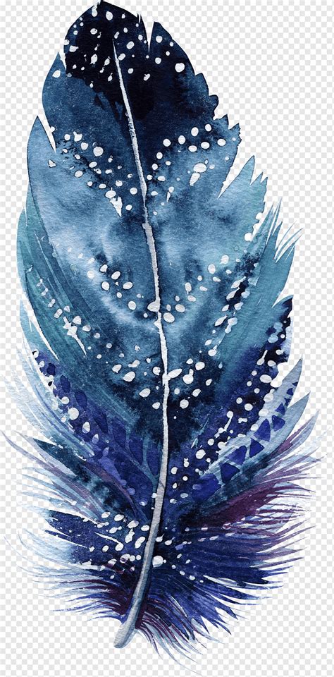 Blue Purple And White Feather Watercolor Painting Drawing Feather Art