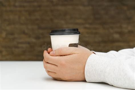 Two Hands Hold Coffee Cup Warming Hands Hugging Warm Coffee Mug