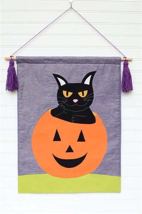 Halloween Black Cat Banner Orange Bettie For Halloween Black Cat
