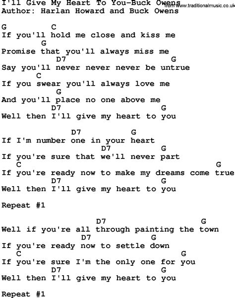 Country Musicill Give My Heart To You Buck Owens Lyrics And Chords