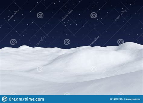 White Snow Field At Night Arctic Landscape Stock Illustration