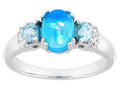 65ct Oval Blue Ethiopian Opal 40ctw Oval Blue Zircon And 10ctw