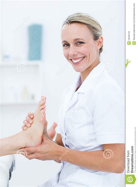 Physiotherapist Doing Foot Massage Stock Image Image Of Practitioner Patient 53046725