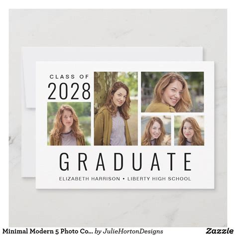 Minimal Modern 5 Photo Collage Graduation Announcement Zazzle