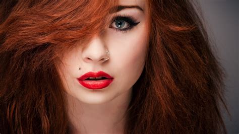 Portrait Model Women Redhead Looking At Viewer Nose Rings Long