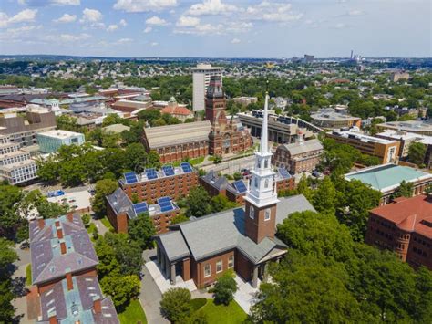 Harvard University Aerial View Cambridge Massachusetts Usa Stock