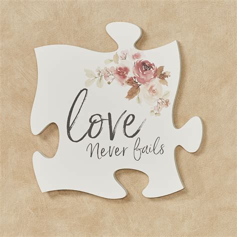 Galison love lives here 1000 piece jigsaw puzzle for adults and families, inspirational puzzle with quotes and positive messages, multicolor visit the galison store. Love Never Fails Quote Puzzle Piece Wall Art