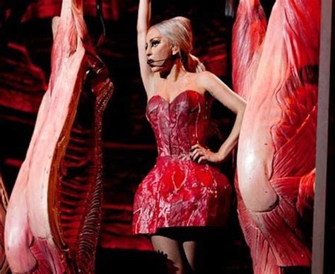lady gaga straps on the meat once again lady gaga meat dress lady gaga meat meat dress
