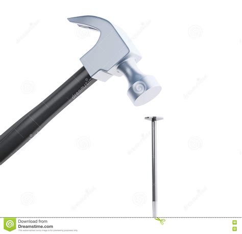 3d Hammer Hitting A Nail Construction Concept Stock Illustration