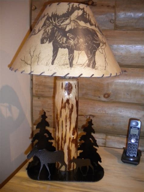 Moose Rustic Lamp Shade New By Customlogfurniture On Etsy 4900